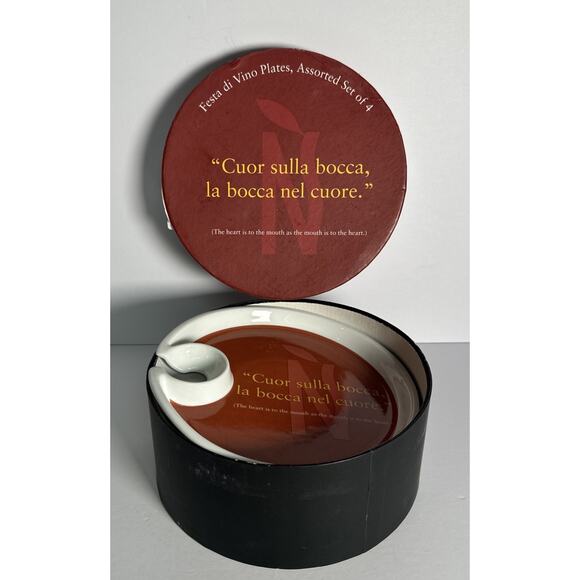 Set of 4 FESTA DI VINO PLATES From NAPA STYLE IN BOX Plates Hold Wine Stems - Picture 1 of 5